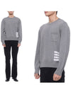 Diagonal Striped Merino Wool Pocket Pullover Knit Top Grey - THOM BROWNE - BALAAN 2