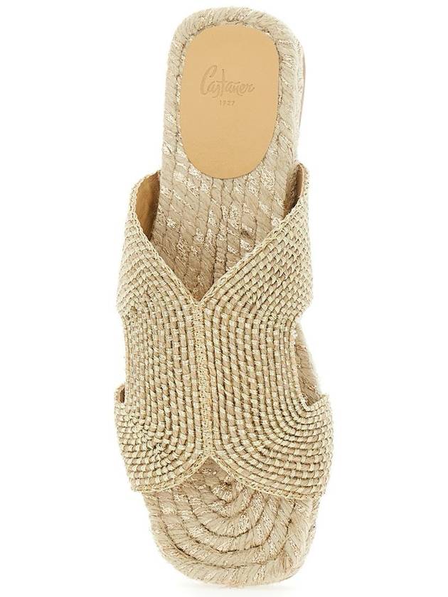 'Puri' Beige Sandals With Open Toe And Flat Sole In Fabric Woman - CASTANER - BALAAN 4