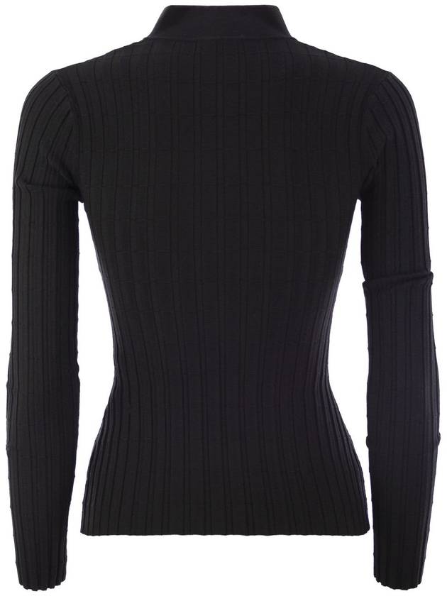 Ribbed viscose sweater with button placket - ELISABETTA FRANCHI - BALAAN 2