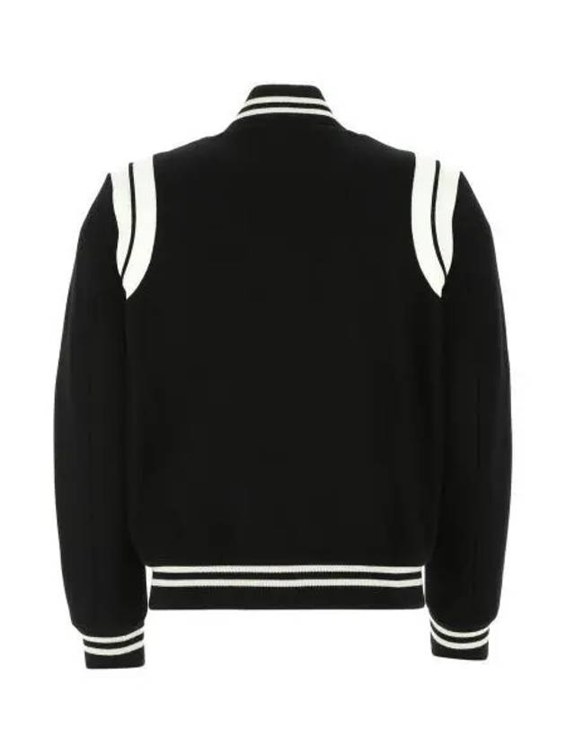 Teddy Bomber Jacket in Wool Black White - SAINT LAURENT - BALAAN 2