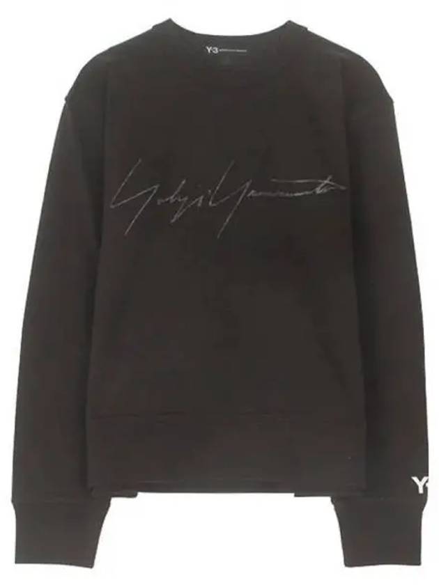 Sign Logo Crew Neck Cotton Sweatshirt Black - Y-3 - BALAAN 2