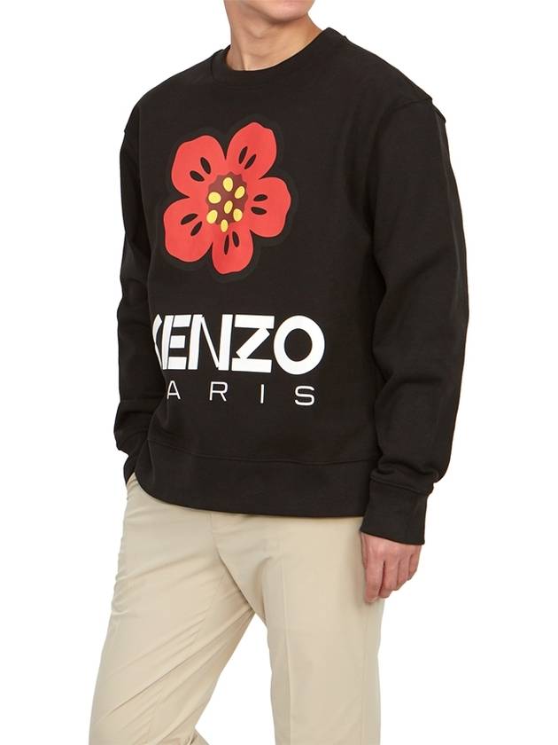 Logo Print Crew Neck Sweatshirt Black - KENZO - BALAAN 6