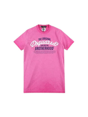 Logo Short Sleeve T-Shirt Pink - DSQUARED2 - BALAAN 1