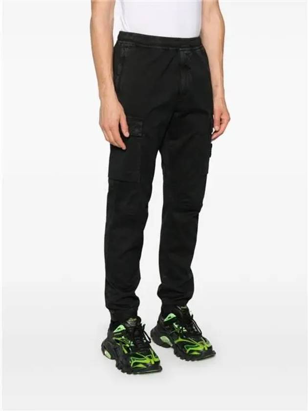 Stretch Cotton Cargo Straight Pants Black - STONE ISLAND - BALAAN 4