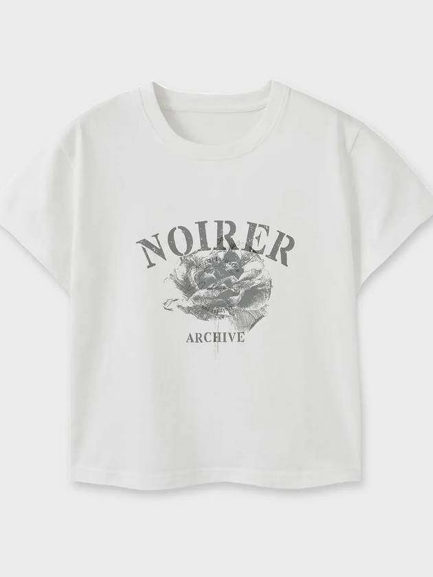 Archive Print Crop Short Sleeve T-Shirt White - NOIRER FOR WOMEN - BALAAN 8