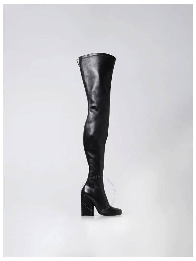 Leather Over The Knee Socks Long Boots Black - BURBERRY - BALAAN 2