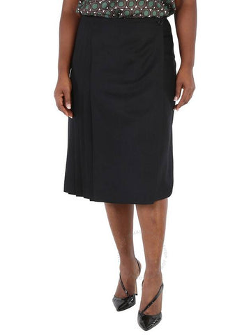 Burberry Black Pleated Wrap Skirt, Brand Size 50 (US Size 16) - BURBERRY - BALAAN 1