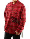 graffiti print check shirt red - OFF WHITE - BALAAN.