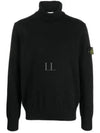 Wappen Patch Loose Fit Cotton Turtleneck Black - STONE ISLAND - BALAAN 2