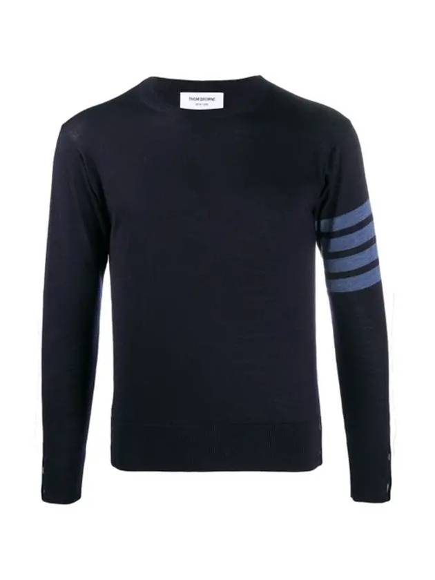 wool diagonal knit navy - THOM BROWNE - BALAAN.