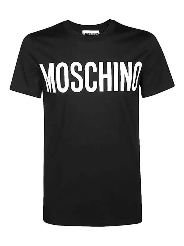 Men's Logo Print Short Sleeve T-Shirt Black - MOSCHINO - BALAAN.