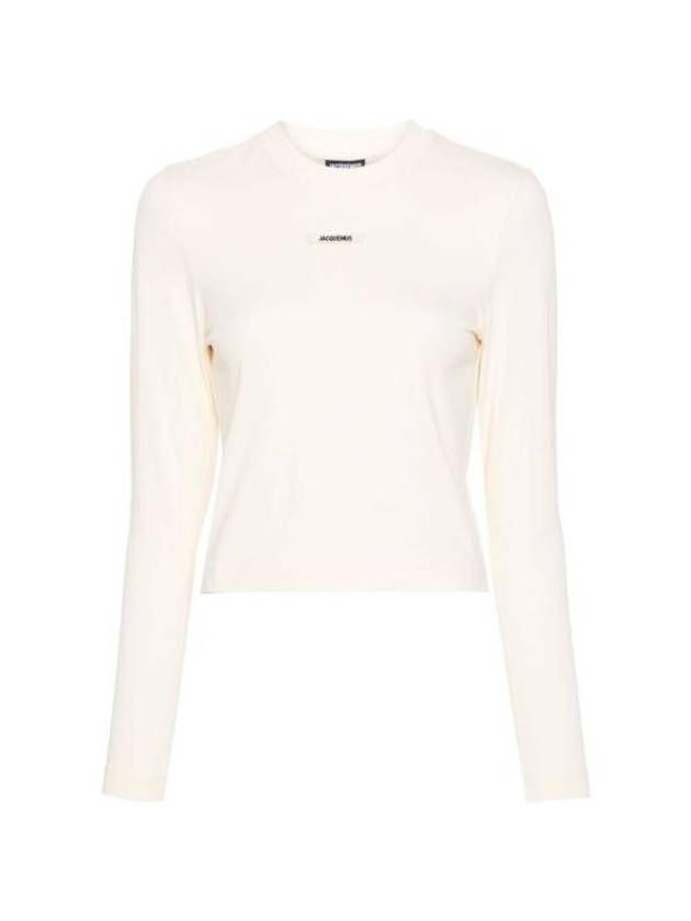 Le Gros Grain Manches Longues Grosgrain Logo Long Sleeve T-Shirt Light Beige - JACQUEMUS - BALAAN 1