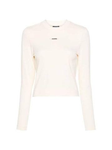 Le Gros Grain Manches Longues Grosgrain Logo Long Sleeve T-Shirt Light Beige - JACQUEMUS - BALAAN 1