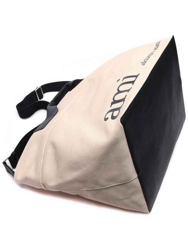 Logo Canvas Tote Bag White - AMI - BALAAN 6