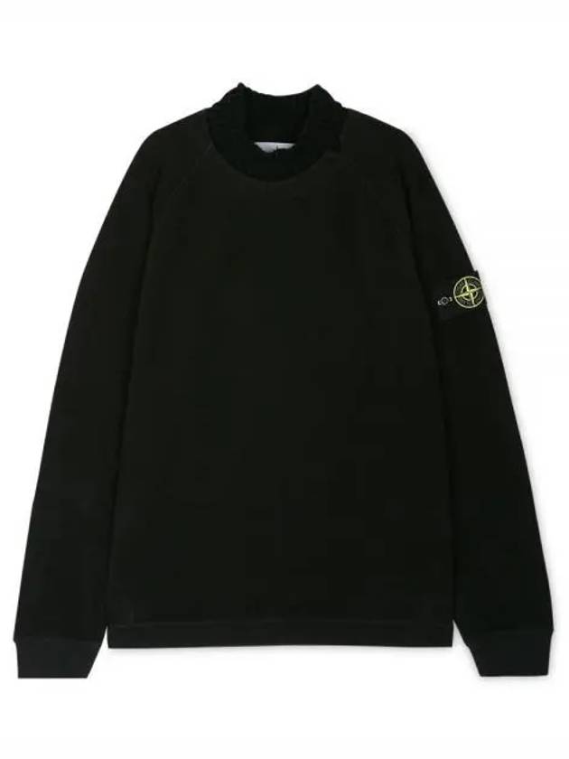 Garment Dyed Gauze Mock Neck Sweatshirt Black - STONE ISLAND - BALAAN 2