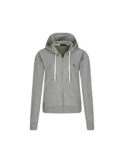 Embroidered Logo Zip Up Hoodie Grey - POLO RALPH LAUREN - BALAAN 2