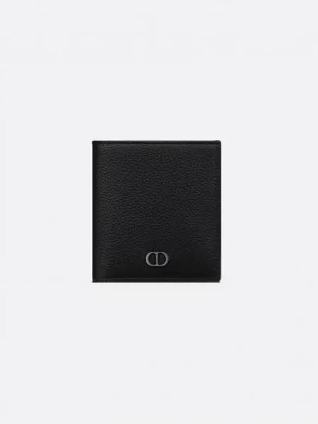 Vertical Grained Calfskin CD Icon Signature Half Wallet Black - DIOR - BALAAN 2