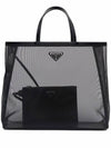 Triangle Logo Mesh Tote Bag Black - PRADA - BALAAN 1