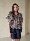 layered sleeve leopard print silk blouse - CAHIERS - BALAAN 2