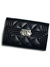 Boy  Flap Card Holder Grained Calfskin Ruthenium Black - CHANEL - BALAAN 8