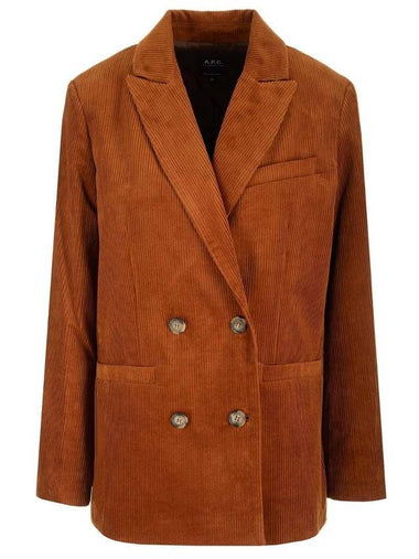 Lucy Double-Breasted Corduroy Blazer Jacket Camel - A.P.C. - BALAAN 1