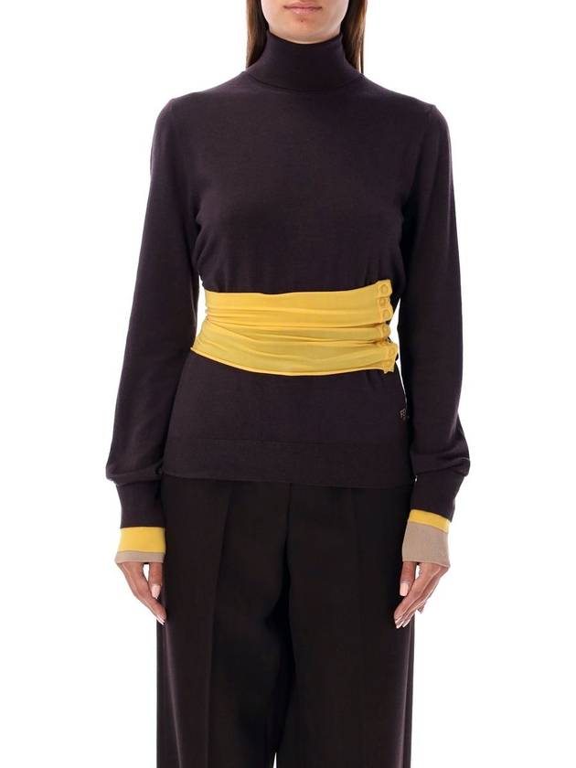 Wool Turtleneck Dark Purple - FENDI - BALAAN 2