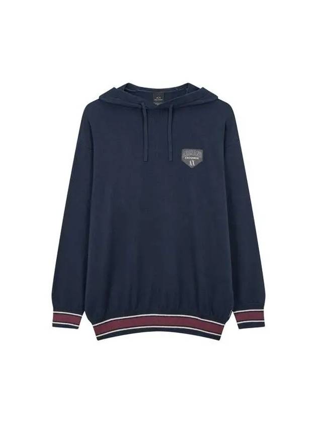 Men s Logo Patch Over Hood Knit Navy 270445 - ARMANI EXCHANGE - BALAAN 1