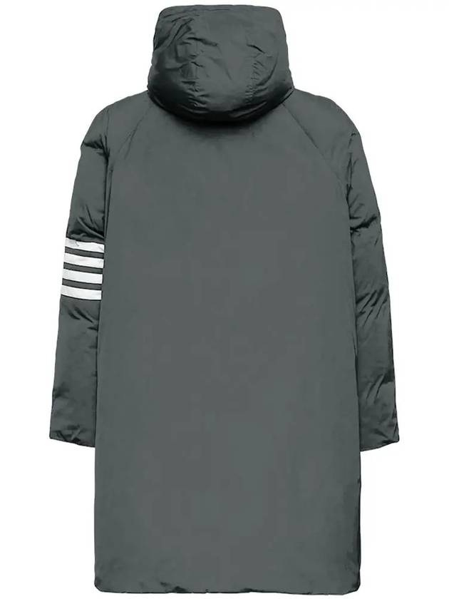 Men's 4 Bar Poly Twill Hooded Parka Medium Gray - THOM BROWNE - BALAAN 4