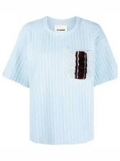 Women's Crew Neck Cotton Short Sleeve T-Shirt Blue - JIL SANDER - BALAAN 2