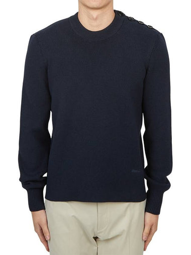 Crew Neck Knit Top Navy - AMI - BALAAN 1