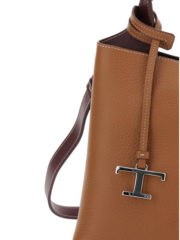 Logo Mini Leather Tote Bag Brown - TOD'S - BALAAN 8