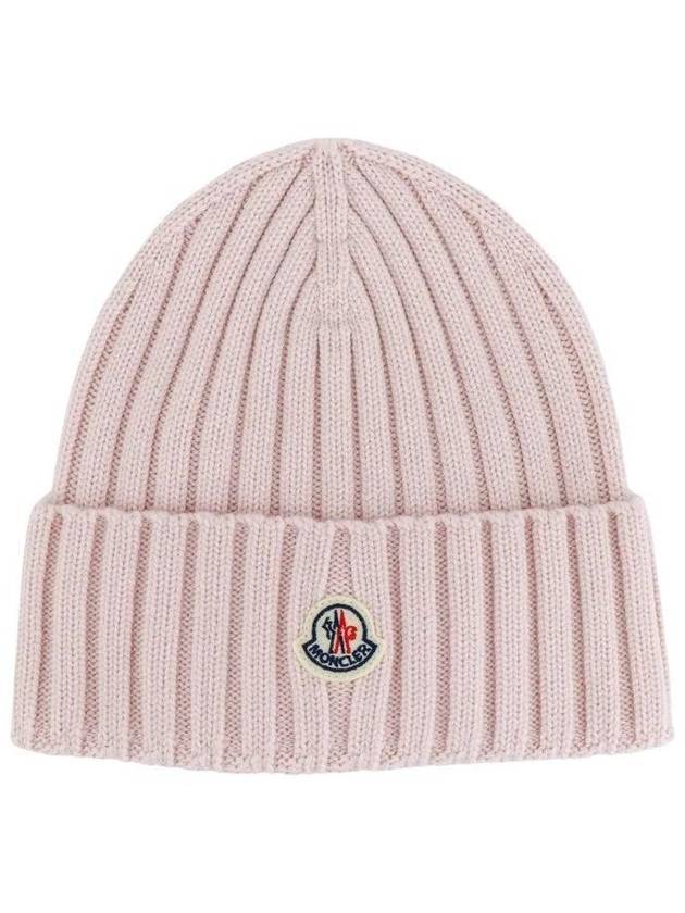 Logo Wool Beanie Light Pink - MONCLER - BALAAN 1