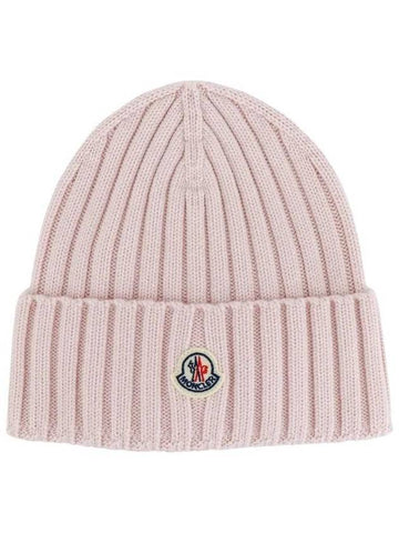 Logo Wool Beanie Light Pink - MONCLER - BALAAN 1