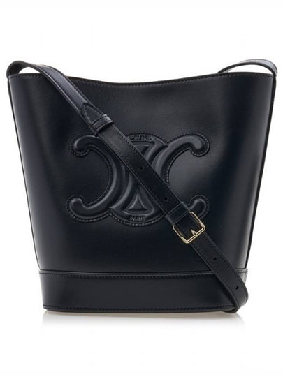 Cuir Triomphe Calfskin Small Bucket Bag Black - CELINE - BALAAN 2