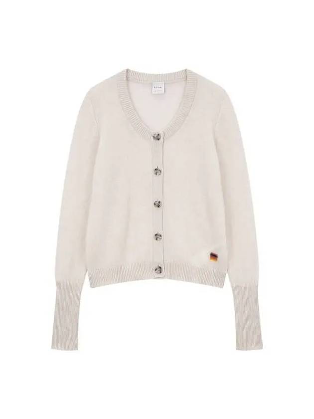 Women s Cashmere Round Neck Button Up Cardigan Beige 271575 - PAUL SMITH - BALAAN 1