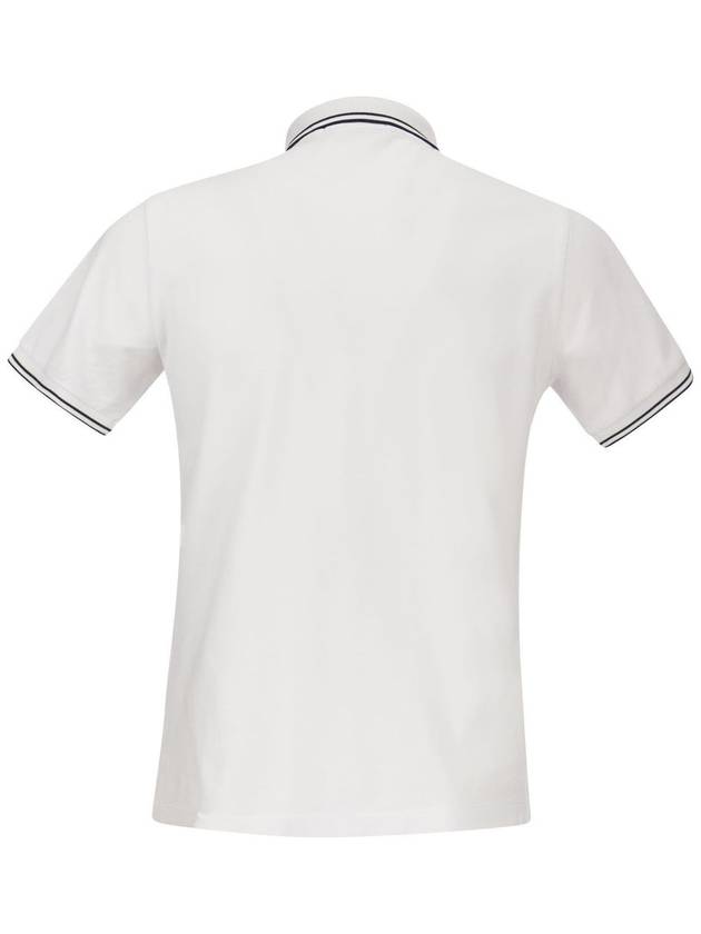 Stretch Cotton Pique Short Sleeve Polo Shirt White - STONE ISLAND - BALAAN 3