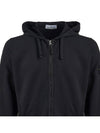 Logo Cotton Zip-Up Hoodie Black - STONE ISLAND - BALAAN 5