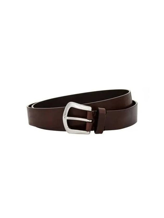 Men s Round Buckle Calfskin Belt Brown - BRUNELLO CUCINELLI - BALAAN 1