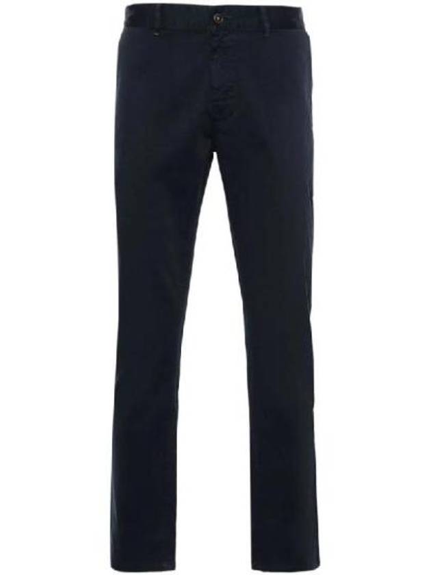 Slim Fit Stretch Cotton Satin Chino Straight Pants Navy - HUGO BOSS - BALAAN 2