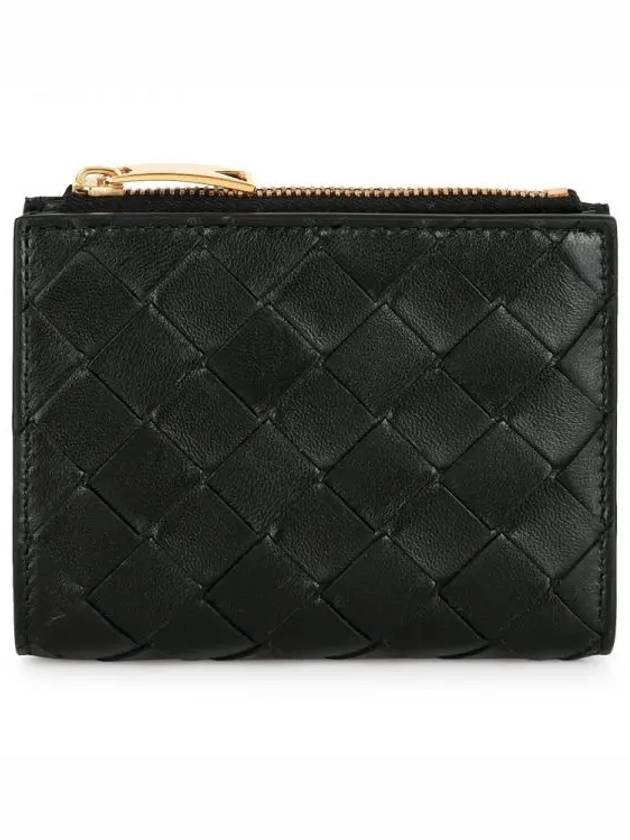 Intrecciato Small Leather Half Wallet Black - BOTTEGA VENETA - BALAAN 2