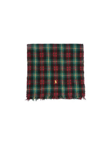 PC1370 611 Pony Outdoor Crinkle Plaid Check Fringe Muffler - POLO RALPH LAUREN - BALAAN 1