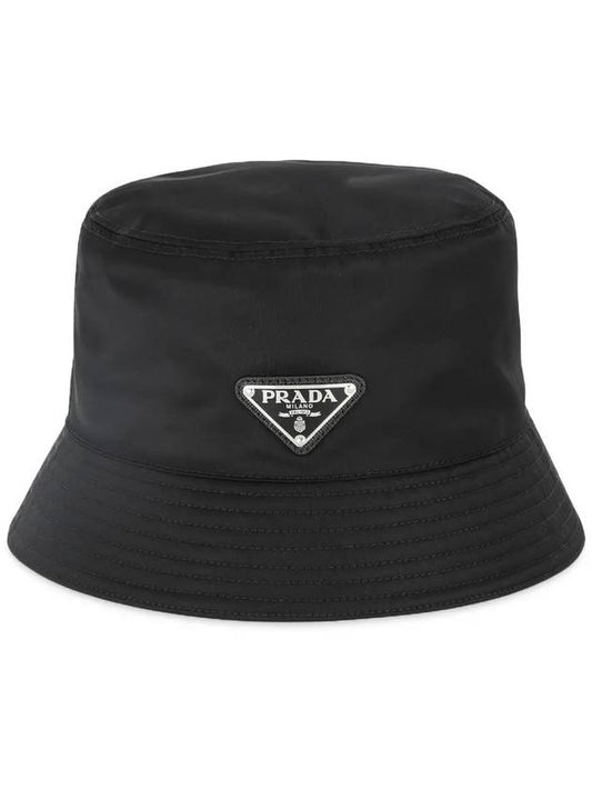 Triangle Logo Re-nylon Bucket Hat Black - PRADA - BALAAN 2