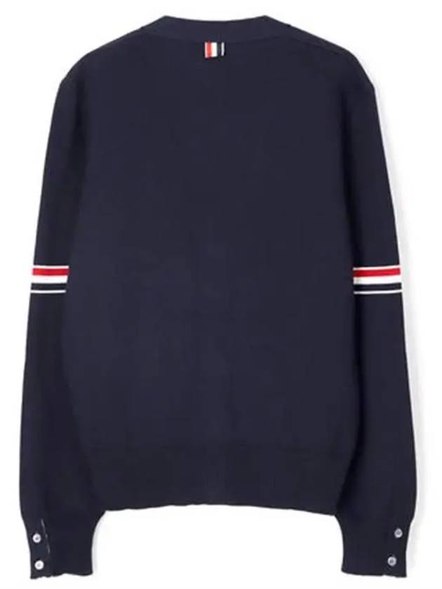 Milano Stitch Sprite Armband Cotton V-neck Cardigan Navy - THOM BROWNE - BALAAN 4