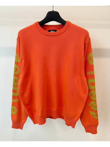 Sleeve Logo Sweater Knit 117176 Orange MENS L XL XXL - STUSSY - BALAAN 1