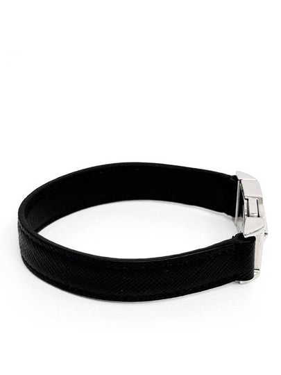 L triangle logo saffiano buckle bracelet black - PRADA - BALAAN 2