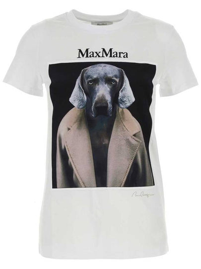 Graphic Print Crewneck Short Sleeve T-Shirt White - MAX MARA - BALAAN 2