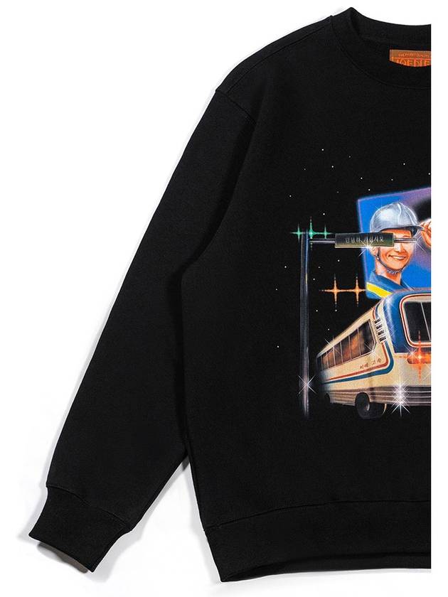 Men's City Of Dream Airbrush Graphic Digital Printing Sweatshirt Black - IOEDLE - BALAAN 5