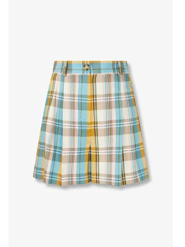 PS Women s Tartan Check Pleated Shorts Camel - PAUL SMITH - BALAAN 1