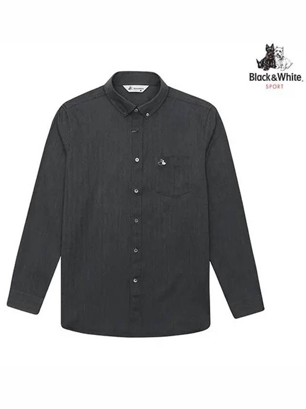 Herringbone Span Shirt 6002GXUPNAVY - BLACK&WHITE - BALAAN 1