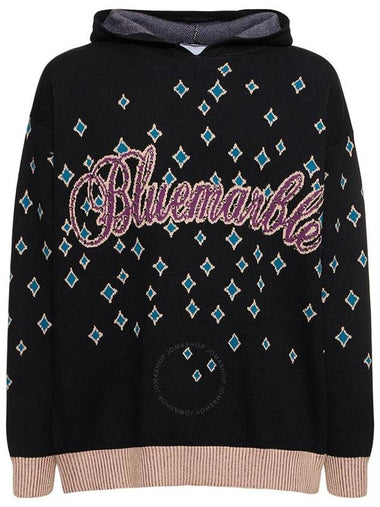 Bluemarble Men's Black Rhinestone-Embellished Jacquard Jumper, Size Medium - BLUEMARBLE - BALAAN 1